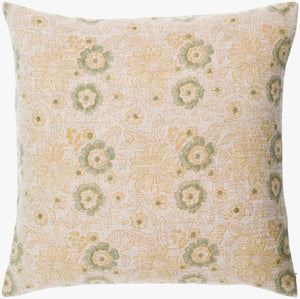 Surya Chateau De Chic 18" Accent Pillow - Luxurious Linen-cotton Blend With Elegant Embroidery Design Sage Linen,Cotton,Linen,Cotton Cud002-2222