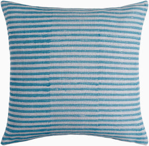 Surya Chateau De Chic 18" Accent Pillow - Luxurious Linen-cotton Blend With Elegant Embroidery Design Blue Linen,Cotton,Linen,Cotton Cud003-2222p