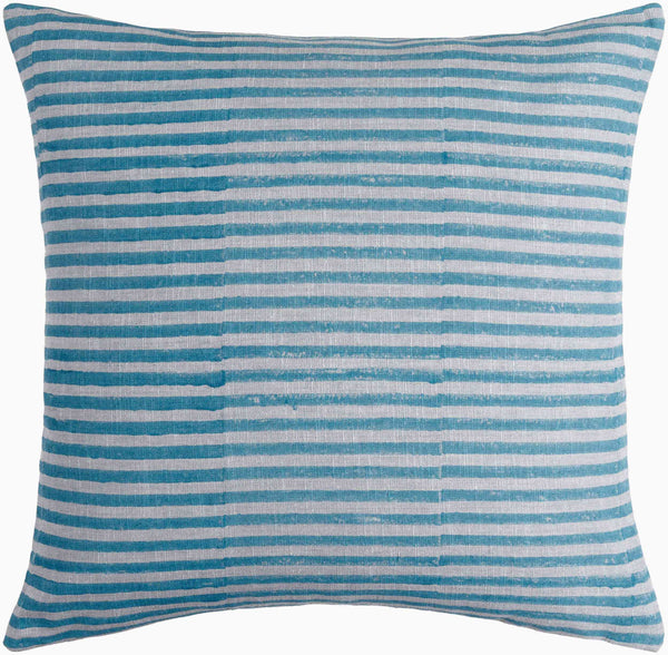 Surya Chateau De Chic 18" Accent Pillow - Luxurious Linen-cotton Blend With Elegant Embroidery Design Blue Linen,Cotton,Linen,Cotton Cud003-2222p
