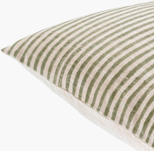 Surya Chateau De Chic 18" Accent Pillow - Luxurious Linen-cotton Blend With Elegant Embroidery Design Light Sage Linen,Cotton,Linen,Cotton Cud004-2222