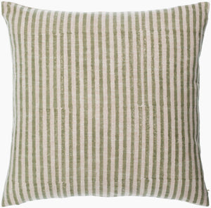 Surya Chateau De Chic 18" Accent Pillow - Luxurious Linen-cotton Blend With Elegant Embroidery Design Light Sage Linen,Cotton,Linen,Cotton Cud004-2222