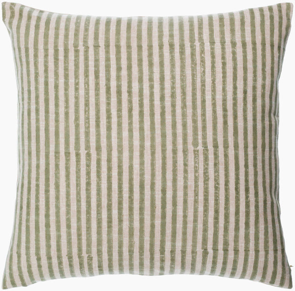 Surya Chateau De Chic 18" Accent Pillow - Luxurious Linen-cotton Blend With Elegant Embroidery Design Light Sage Linen,Cotton,Linen,Cotton Cud004-2222
