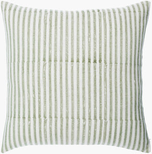 Surya Chateau De Chic 18" Accent Pillow - Luxurious Linen-cotton Blend With Elegant Embroidery Design Sage Green Linen,Cotton,Linen,Cotton Cud005-2222