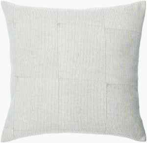 Surya Chateau De Chic 18" Accent Pillow - Luxurious Linen-cotton Blend With Elegant Embroidery Design Light Sage Linen,Cotton,Linen,Cotton Cud006-2222p