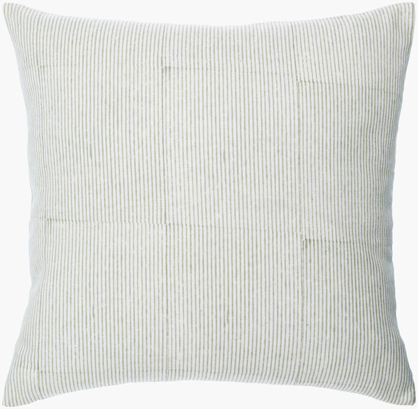 Surya Chateau De Chic 18" Accent Pillow - Luxurious Linen-cotton Blend With Elegant Embroidery Design Light Sage Linen,Cotton,Linen,Cotton Cud006-2222p