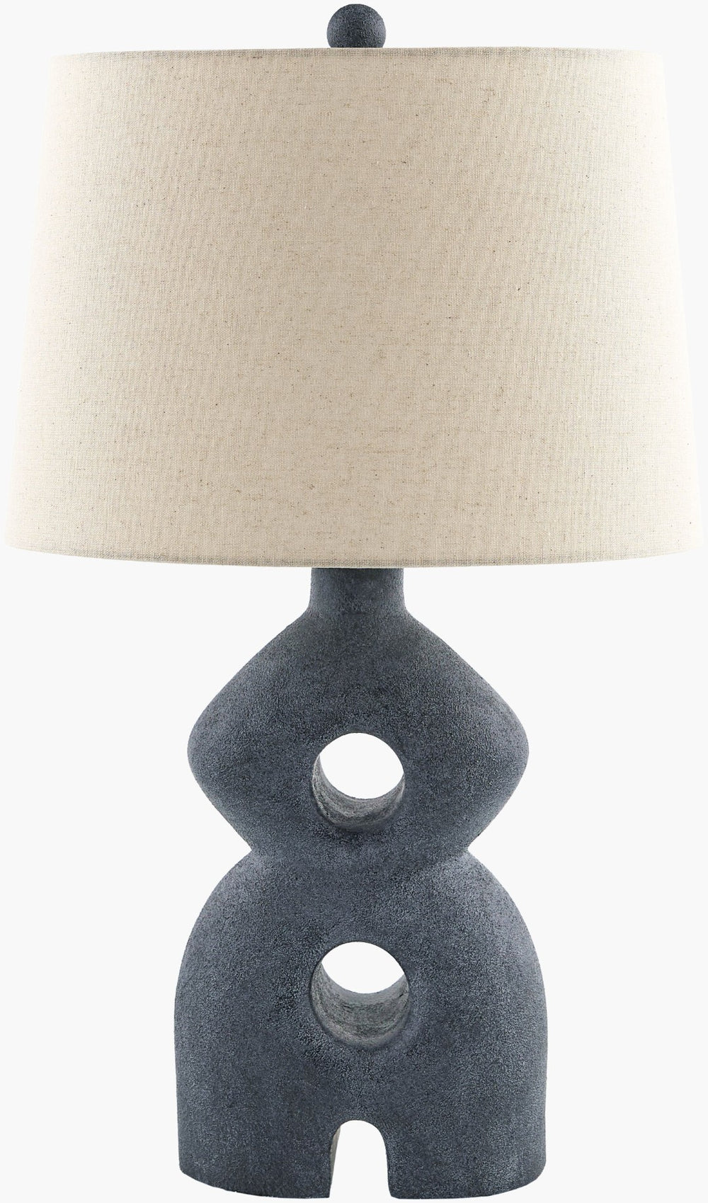 Livabliss Cueli Textured Resin Table Lamp with Linen Shade for Rustic Industrial Interiors CUE-001