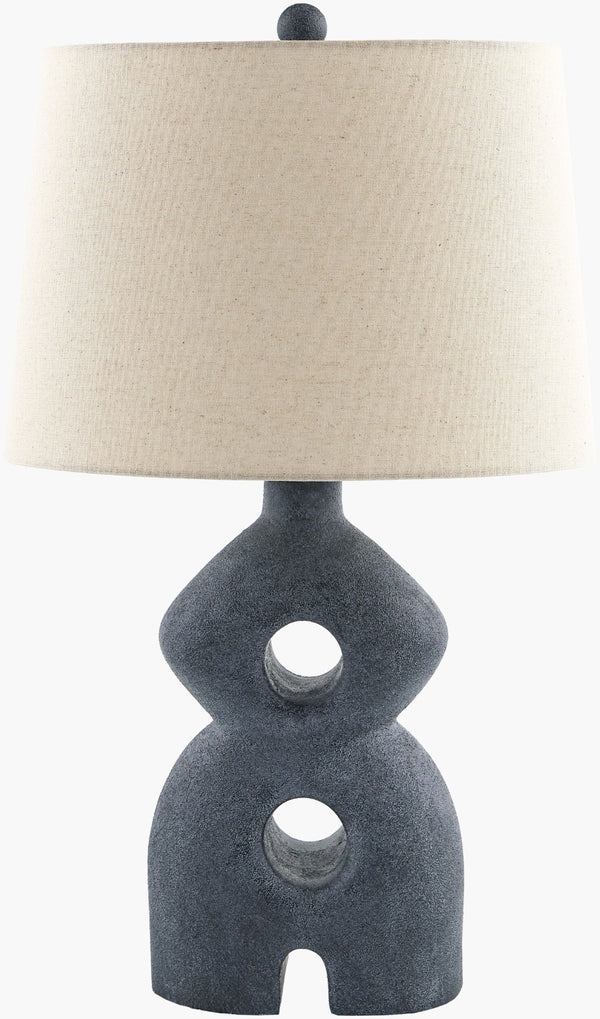 Livabliss Cueli Textured Resin Table Lamp with Linen Shade for Rustic Industrial Interiors CUE-001