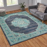 Christopher Knight Home® - Noble House - Derudder 7'10" X 10' Indoor/Outdoor Area Rug, Blue and Ivory