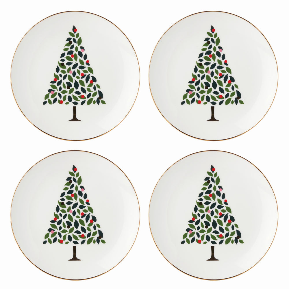 Lenox Kate Spade Evergreen 4-Piece Accent Plates White, IVORY PORCELAIN 895353