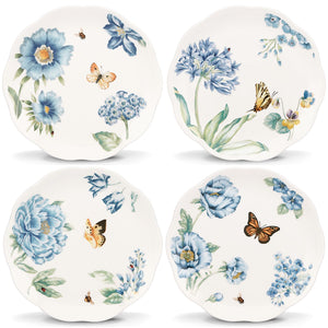 Lenox Butterfly Meadow Blue 4-Piece Dessert Plate Set Blue, WHITE PORCELAIN 833416