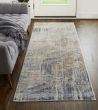 Feizy Rugs Laina Polyester/Polypropylene Machine Made Casual Rug Tan/Ivory/Gray 3' x 10'