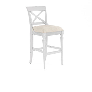 A.R.T. Furniture Palisade Counter Stool - Vintage White English Cottage Design With Upholstered Seat And Floor Glides White Parawood Solids,Foam,Fabric,Metal 273209-2917bl