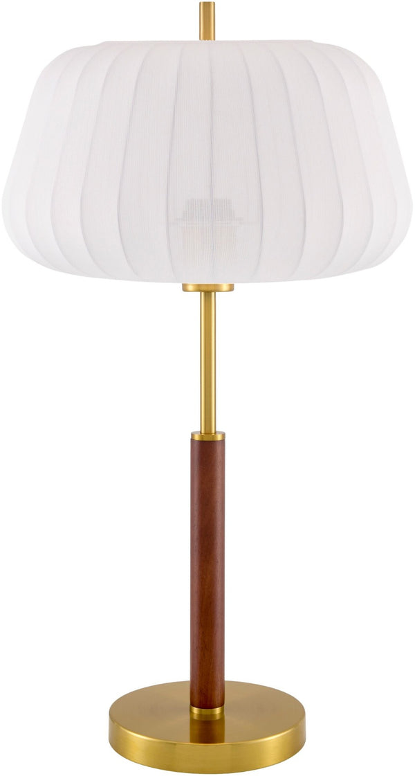 Livabliss Ceduna Hand-painted Rubberwood Table Lamp with Iron Base and Cotton Drum Shade CUN-001