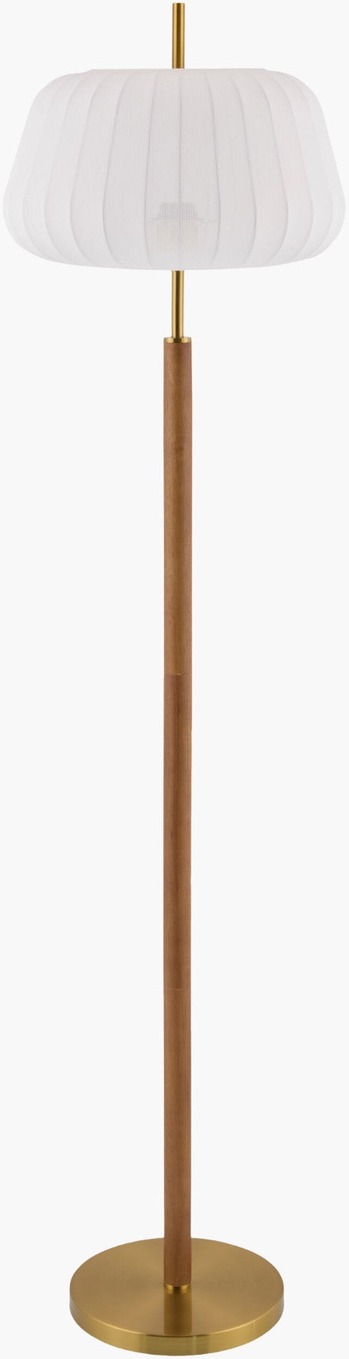 Livabliss Ceduna Rubberwood Floor Lamp with Cotton Shade Handcrafted Industrial Rustic Style CUN-003