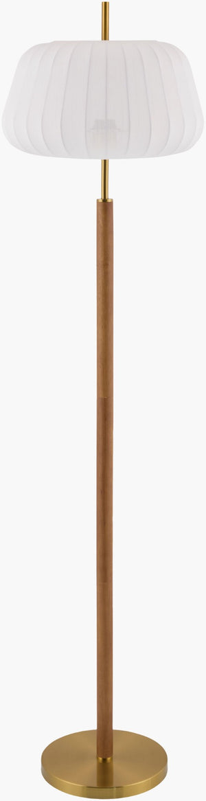 Livabliss Ceduna Rubberwood Floor Lamp with Cotton Shade Handcrafted Industrial Rustic Style CUN-003