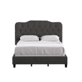 Homelegance By Top-Line Cosette Adjustable Diamond Tufted Camelback Bed Black Linen