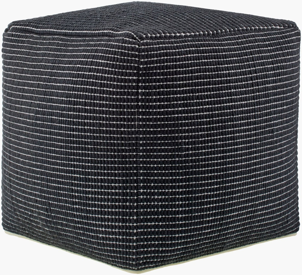Livabliss Chunky Grid Woven Wool Cotton Cube Pouf Handcrafted Bohemian Footrest or Accent Seat CUPF001-181818