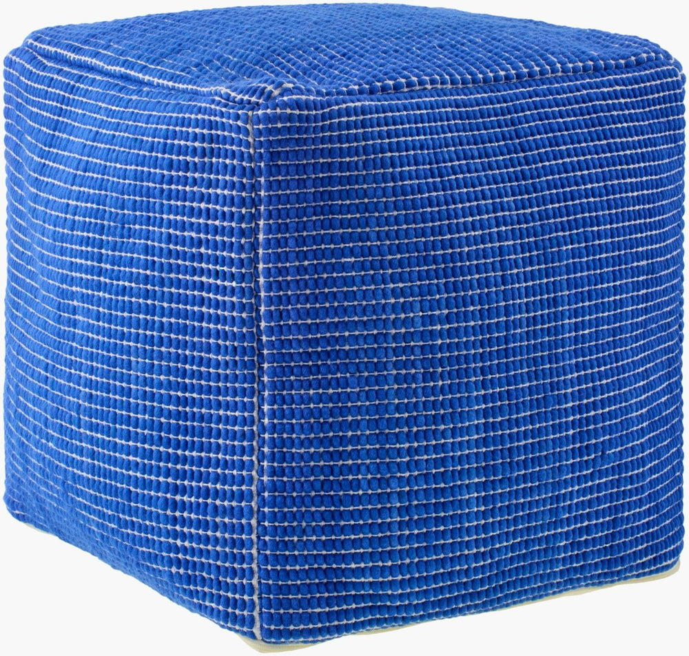 Livabliss Chunky Grid Woven Pouf Wool Cotton Blend Artisan Cube Footrest for Bohemian Interiors CUPF004-181818