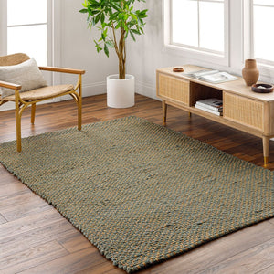 Livabliss Curacao Handwoven Natural Jute Flatweave Accent Rug for Entryway or Layered Decor Sky Blue, Sandy 2' x 3' CUR2302-23