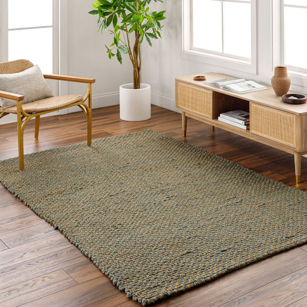 Livabliss Curacao Handwoven Natural Jute Flatweave Accent Rug for Entryway or Layered Decor Sky Blue, Sandy 2' x 3' CUR2302-23