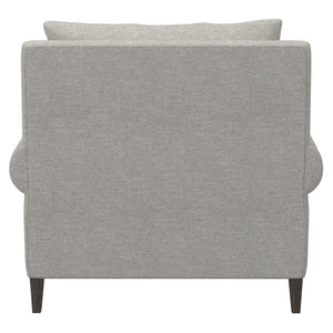 Bernhardt Bernhardt Isabella Chair — Plush Gray Transitional Lounge Seating With Rolled Arms, Exposed Wood Legs (Made-To-Order) P4612B