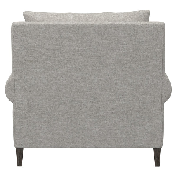 Bernhardt Bernhardt Isabella Chair — Plush Gray Transitional Lounge Seating With Rolled Arms, Exposed Wood Legs (Made-To-Order) P4612B