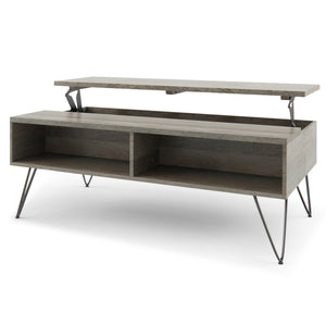 English Elm Hunter Lift Top Coffee Table - Handcrafted Grey Mango Wood With Storage & Industrial Style Legs B136P158729
