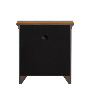 Homelegance By Top-Line Macie 1-Drawer Wood Cupboard Nightstand with Charging Station Oak Wood