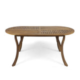 Christopher Knight Home® - Noble House - Hermosa Outdoor 70" Oval Acacia Wood Dining Table, Teak