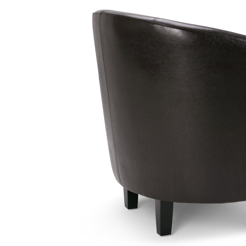 English Elm Austin Tub Chair - Stylish Brown Vegan Faux Leather Accent For Living Rooms & Offices Comfortably B136P159636