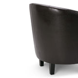 Hearth and Haven Upholstered Faux Leather Tub Chair with Curved Back and Removable Seat Cushion B136P159636 Dark Brown