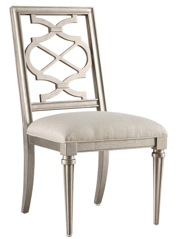 A.R.T. Furniture Set Of 2 - Morrissey Blake Side Chair In Bezel Finish - Elegant Transitional Design With Lattice Back & Upholstery - Set Of 2 Silver, Silver Parawood Solids,Primavera Veneers,Foam,Fabric 218202-2727