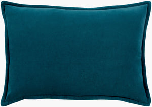 Surya Cotton Velvet Lumbar Pillow 13"L X 19"W – Plush, Minimalist Elegance For Stylish Home Décor Blue Cotton,Cotton Cv004-1319d