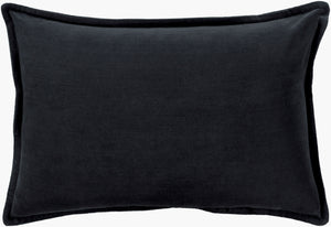 Surya Cotton Velvet Lumbar Pillow 13"L X 19"W – Plush, Minimalist Elegance For Stylish Home Décor Black Cotton,Cotton Cv012-1320p