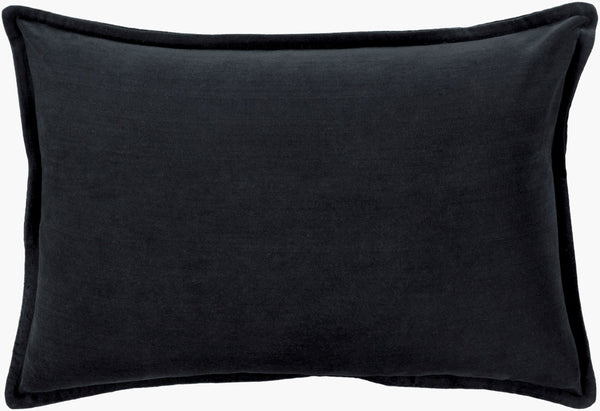 Surya Cotton Velvet Lumbar Pillow 13"L X 19"W – Plush, Minimalist Elegance For Stylish Home Décor Black Cotton,Cotton Cv012-1320p