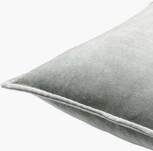 Surya Cotton Velvet Accent Pillow - 18" Plush Decorative Cushion For Modern Home Elegance & Comfort Gray Cotton,Cotton Cv021-2222