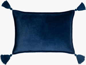 Surya Cotton Velvet Lumbar Pillow 13"L X 19"W – Plush, Minimalist Elegance For Stylish Home Décor Navy Cotton,Cotton Cv045-1319d