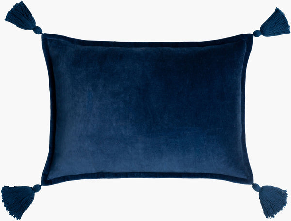 Surya Cotton Velvet Lumbar Pillow 13"L X 19"W – Plush, Minimalist Elegance For Stylish Home Décor Navy Cotton,Cotton Cv045-1319d