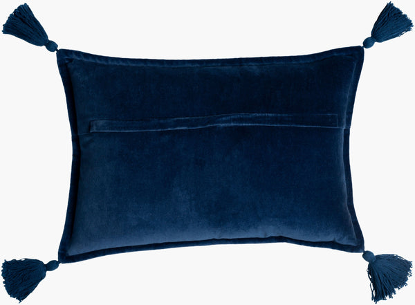 Surya Cotton Velvet Lumbar Pillow 13"L X 19"W – Plush, Minimalist Elegance For Stylish Home Décor Navy Cotton,Cotton Cv045-1319d