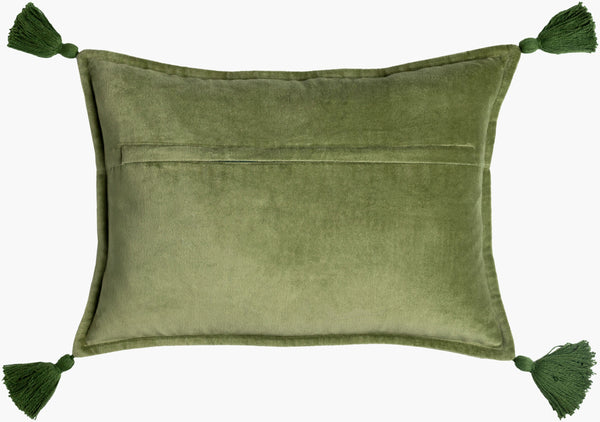 Surya Cotton Velvet Lumbar Pillow 13"L X 19"W – Plush, Minimalist Elegance For Stylish Home Décor Grass Green Cotton,Cotton Cv046-1319d