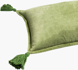 Surya Cotton Velvet Lumbar Pillow 13"L X 19"W – Plush, Minimalist Elegance For Stylish Home Décor Grass Green Cotton,Cotton Cv046-1319