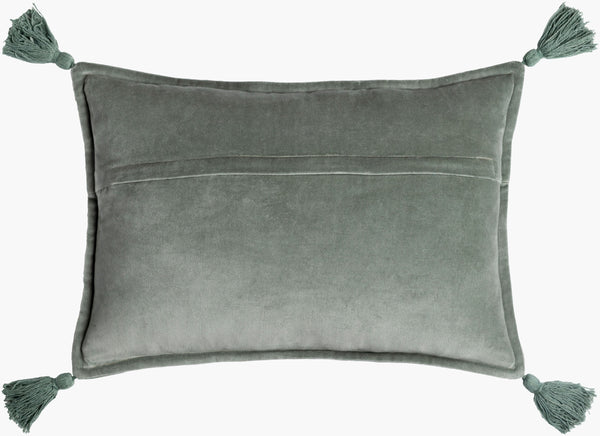 Surya Cotton Velvet Lumbar Pillow 13"L X 19"W – Plush, Minimalist Elegance For Stylish Home Décor Sage Cotton,Cotton Cv047-1319d