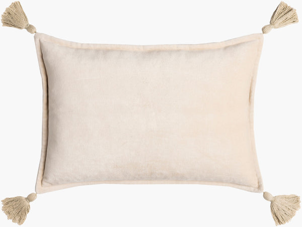 Surya Cotton Velvet Lumbar Pillow 13"L X 19"W – Plush, Minimalist Elegance For Stylish Home Décor Light Beige Cotton,Cotton Cv049-1319d