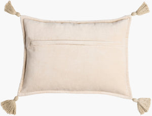 Surya Cotton Velvet Lumbar Pillow 13"L X 19"W – Plush, Minimalist Elegance For Stylish Home Décor Light Beige Cotton,Cotton Cv049-1319d