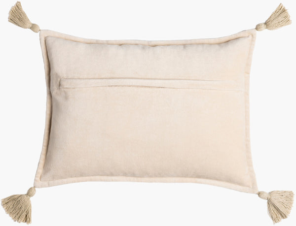 Surya Cotton Velvet Lumbar Pillow 13"L X 19"W – Plush, Minimalist Elegance For Stylish Home Décor Light Beige Cotton,Cotton Cv049-1319d