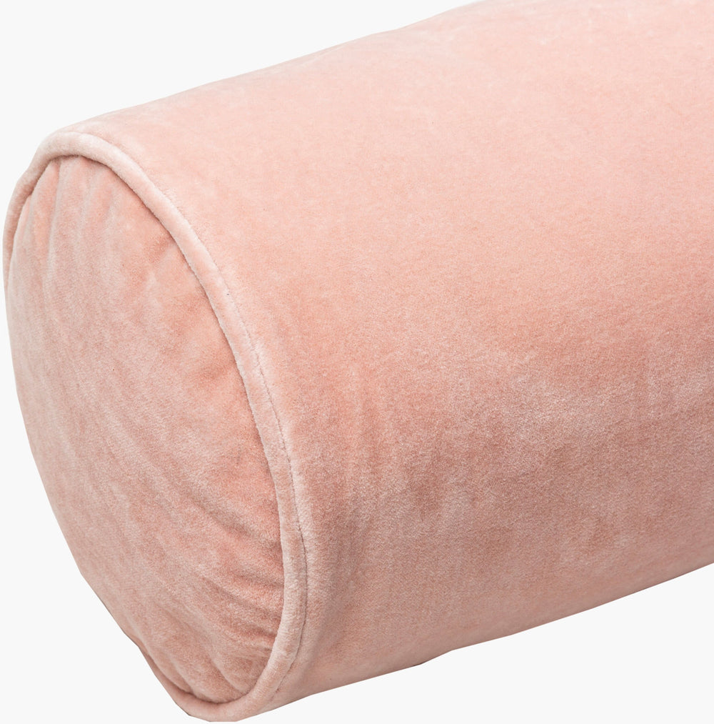 Surya Cotton Velvet Bolster Pillow - 7"L X 21"W Minimalist Design For Comfort & Style In Any Space Dusty Pink Cotton,Cotton Cv052-721