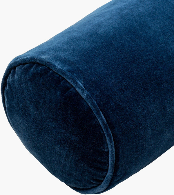 Surya Cotton Velvet Bolster Pillow - 7"L X 21"W Minimalist Design For Comfort & Style In Any Space Navy Cotton,Cotton Cv055-721