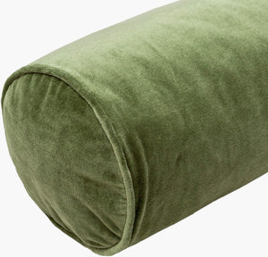 Surya Cotton Velvet Bolster Pillow - 7"L X 21"W Minimalist Design For Comfort & Style In Any Space Medium Green Cotton,Cotton Cv056-721