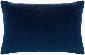Surya Cotton Velvet Lumbar Pillow 13"L X 19"W – Plush, Minimalist Elegance For Stylish Home Décor Midnight Blue Cotton,Cotton Cv057-1320d