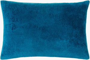 Surya Cotton Velvet Lumbar Pillow 13"L X 19"W – Plush, Minimalist Elegance For Stylish Home Décor Teal Cotton,Cotton Cv061-1320